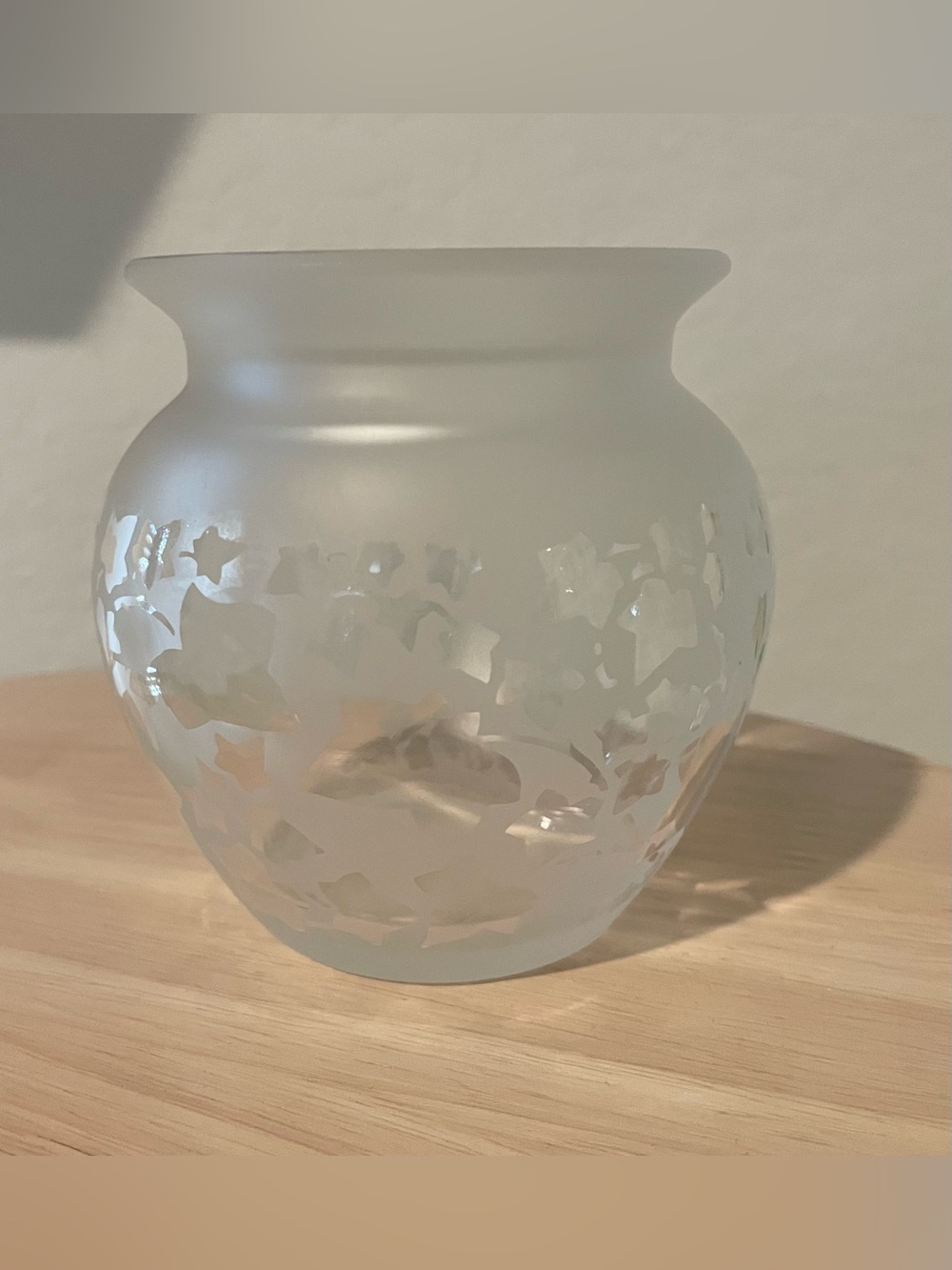 Vintage frosted satin glass bud vase or votive candle holder